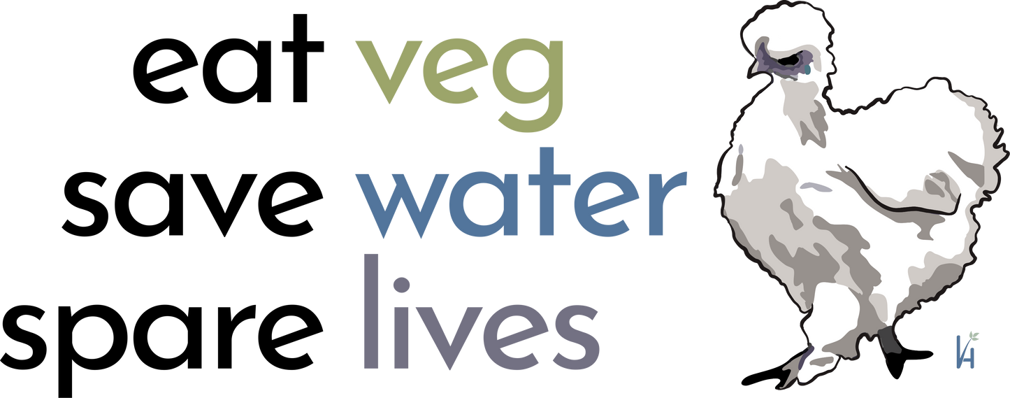 "Eat Veg, Save Water, Spare Lives" Silkie Chicken Stainless steel water bottle