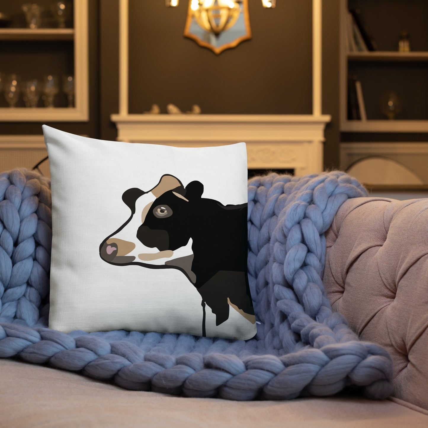 Holstein Cow Head Premium Pillow