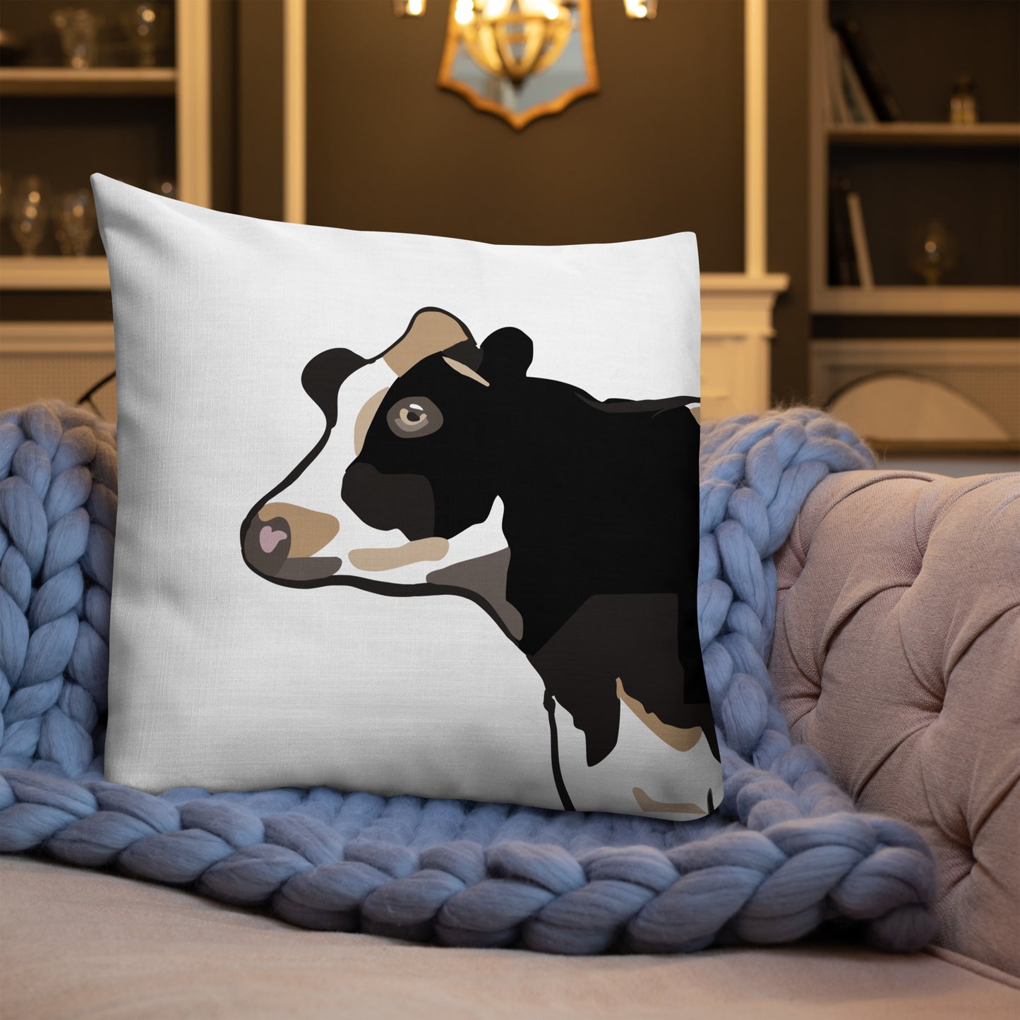 Holstein Cow Head Premium Pillow