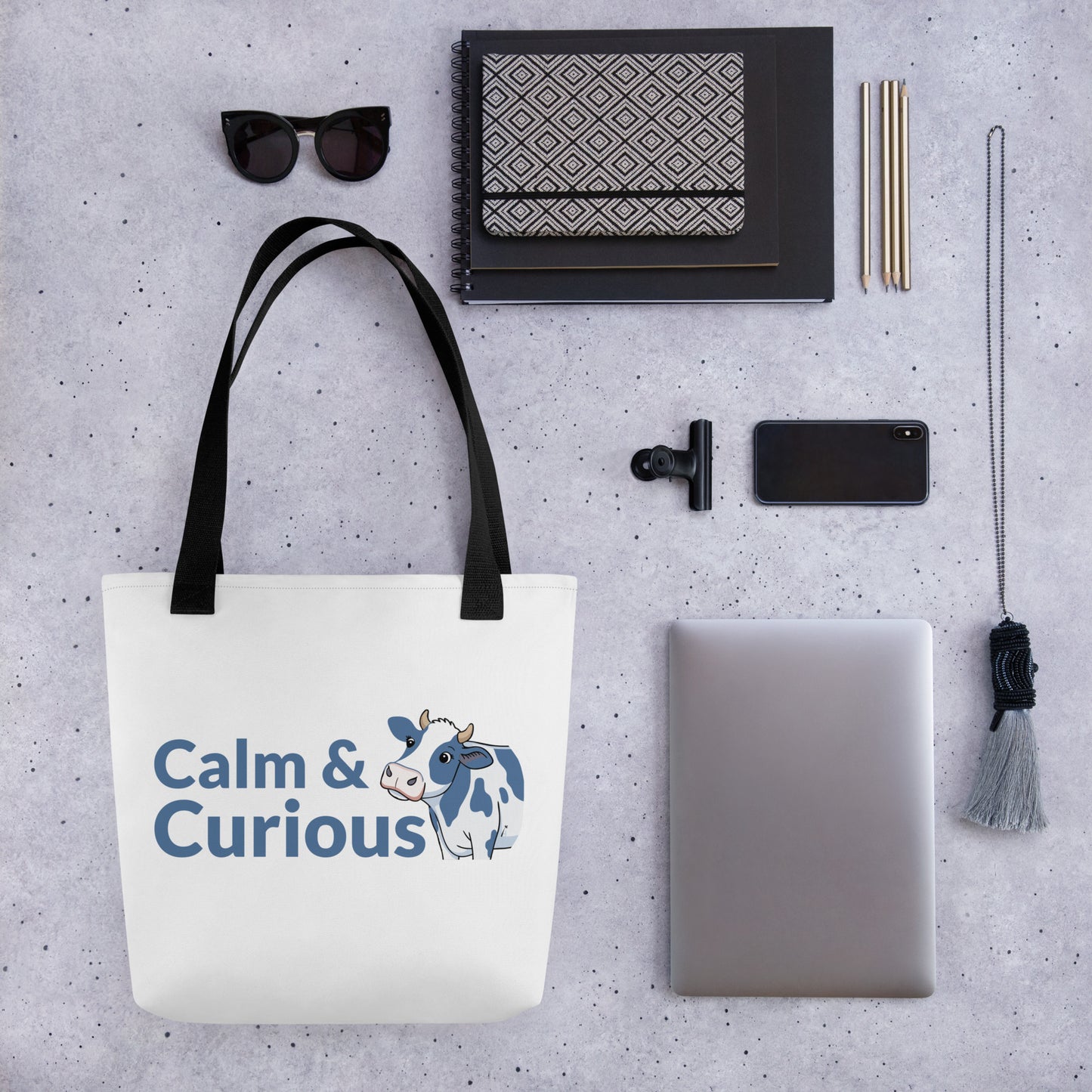 Calm & Curious Holstein Cow Tote Bag
