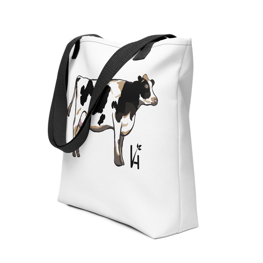 Holstein Cow Polyester Tote Bag 1/4 front view
