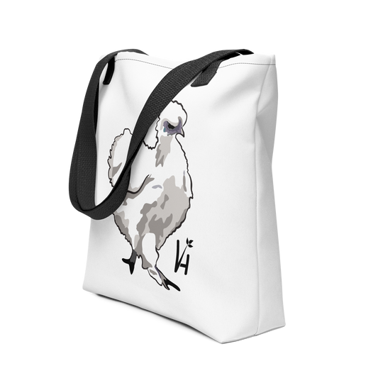 Silkie Chicken Polyester Tote Bag 1/4 front view