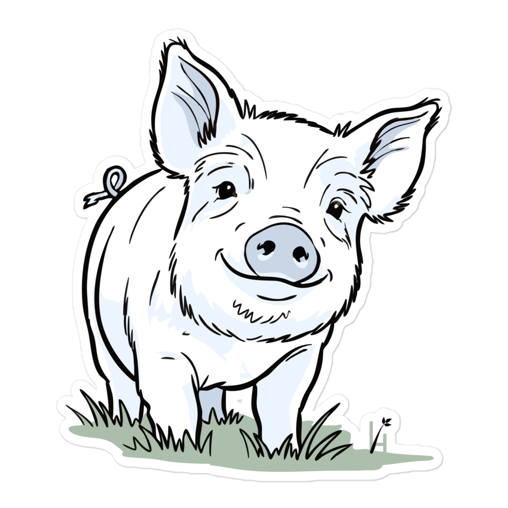 friendly yorkshire pig sticker 5x5
