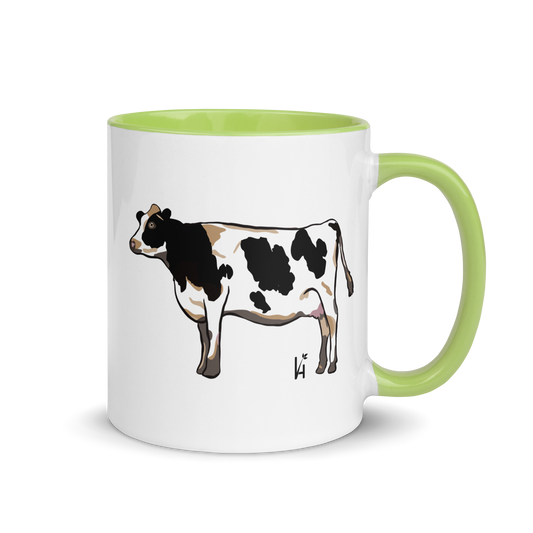 Holstein Cow Ceramic Mug with Green Accents