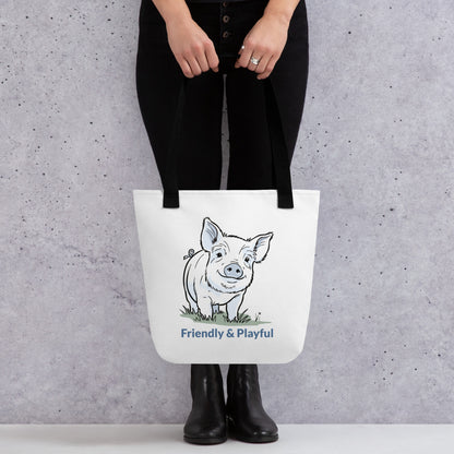 Friendly & Playful Yorkshire Pig (Big Image) Tote Bag