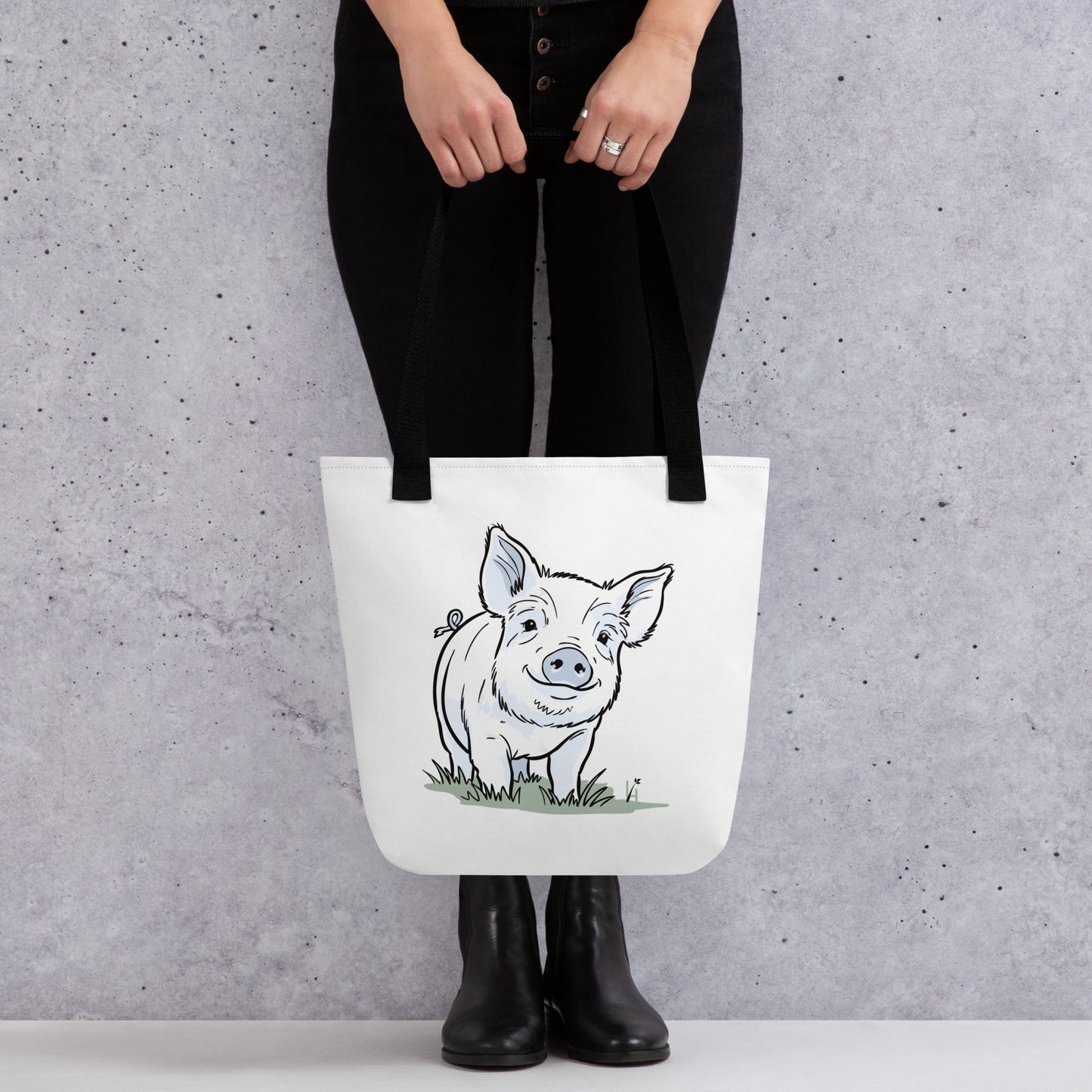 Friendly Yorkshire Pig Tote Bag (no text)