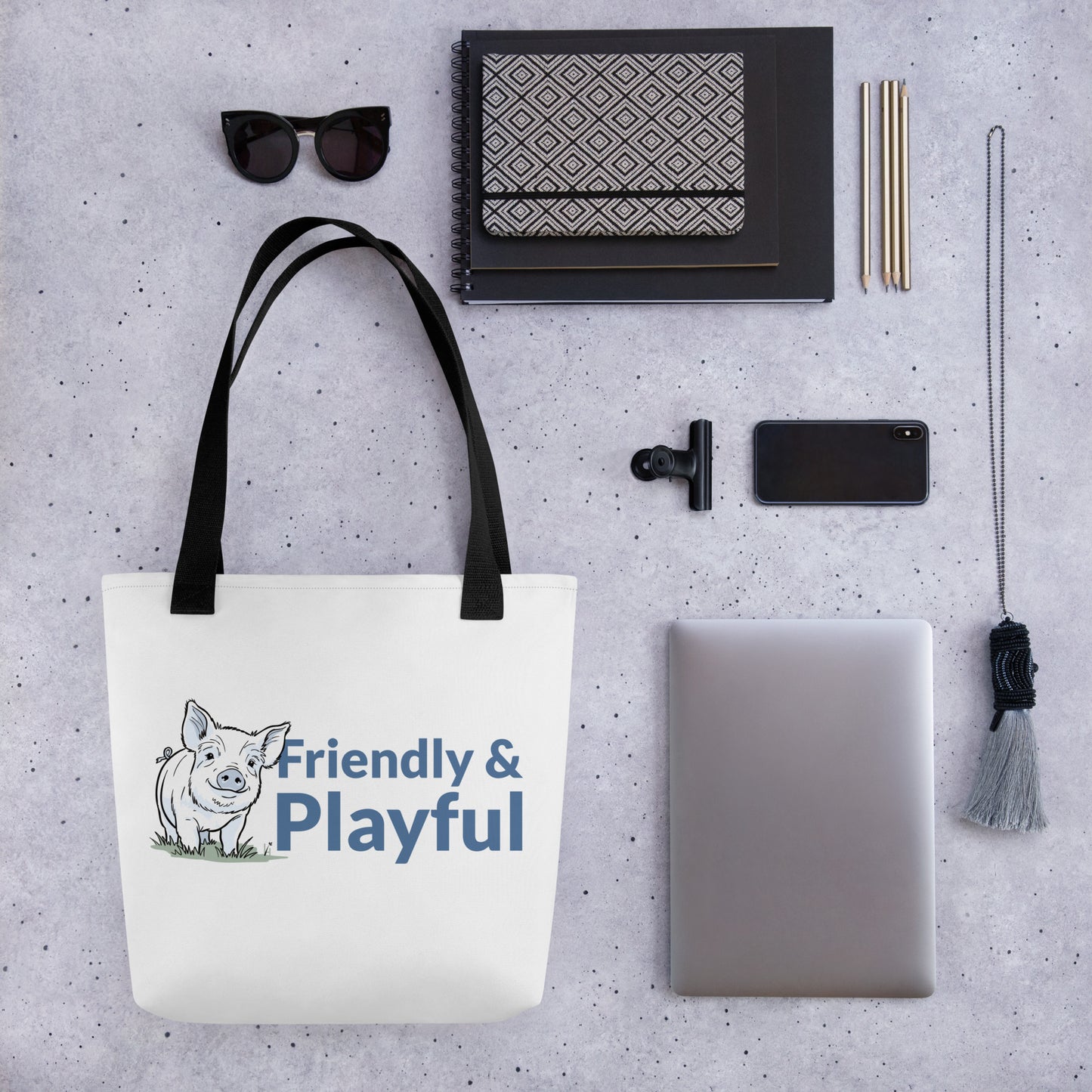 Friendly & Playful Yorkshire Pig Tote Bag