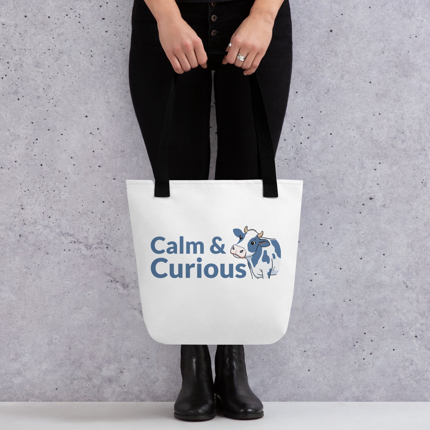 Calm & Curious Holstein Cow Tote Bag