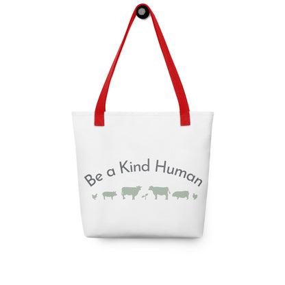 Be a Kind Human (Grey and Green Silhouette) Tote bag