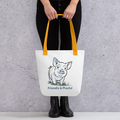 Friendly & Playful Yorkshire Pig (Big Image) Tote Bag
