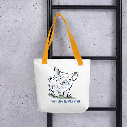 Friendly & Playful Yorkshire Pig (Big Image) Tote Bag