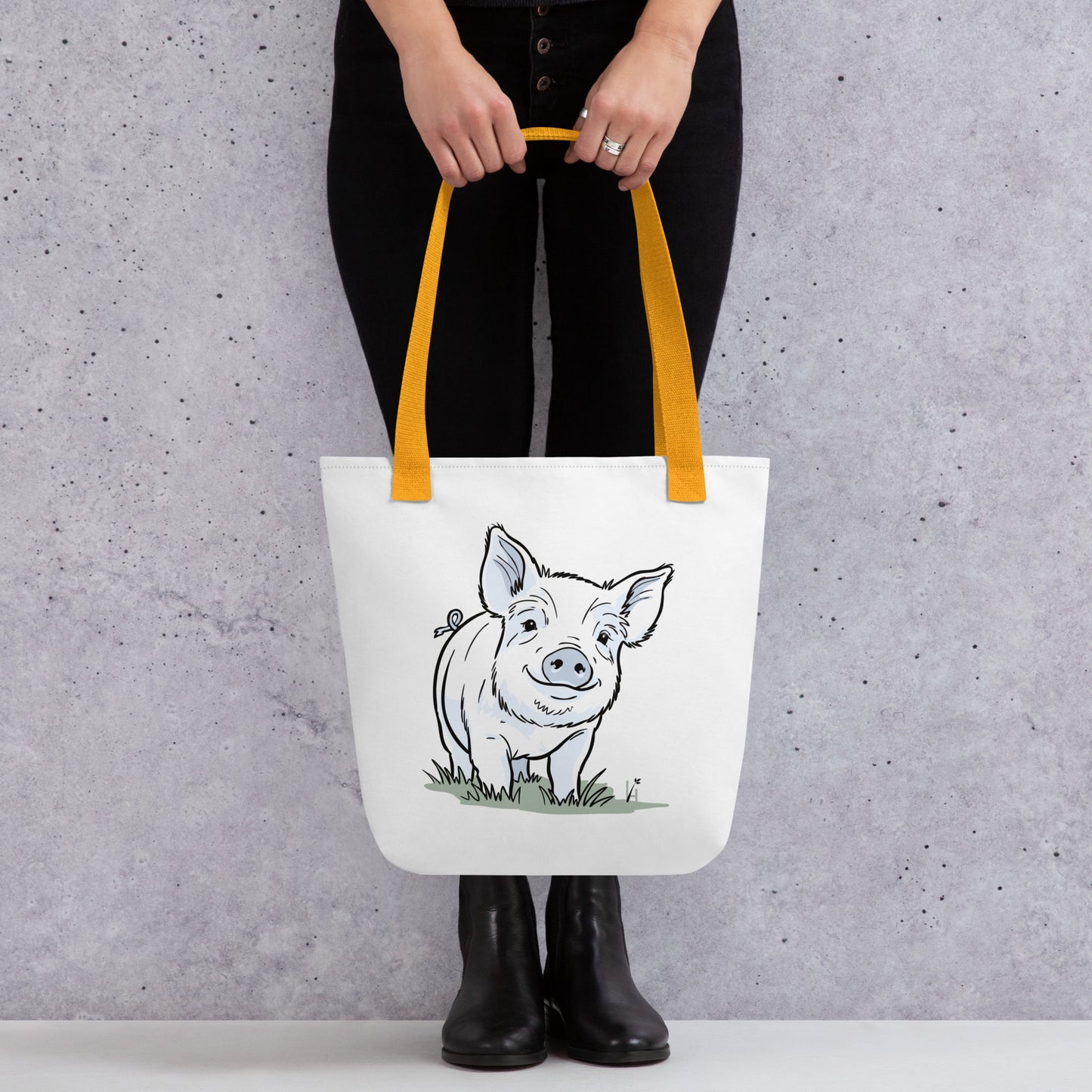 Friendly Yorkshire Pig Tote Bag (no text)