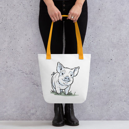 Friendly Yorkshire Pig Tote Bag (no text)