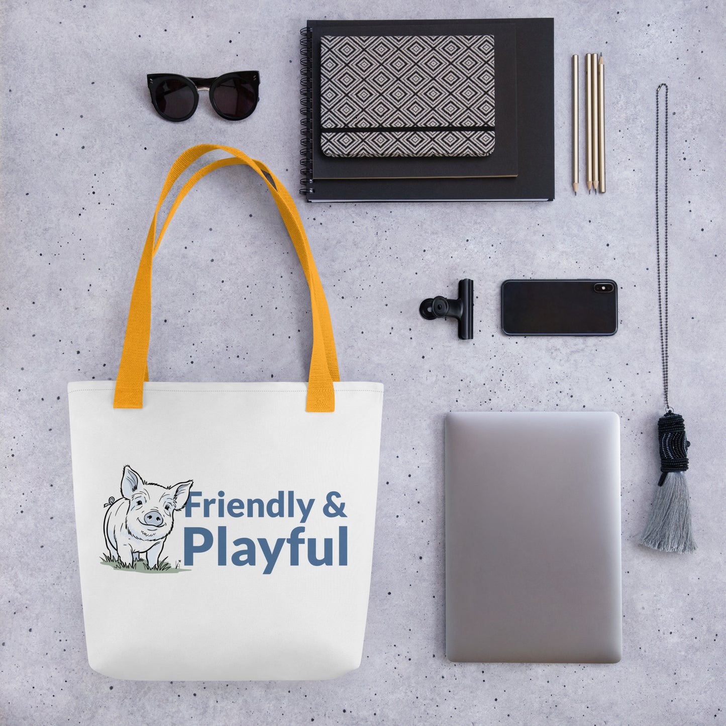 Friendly & Playful Yorkshire Pig Tote Bag
