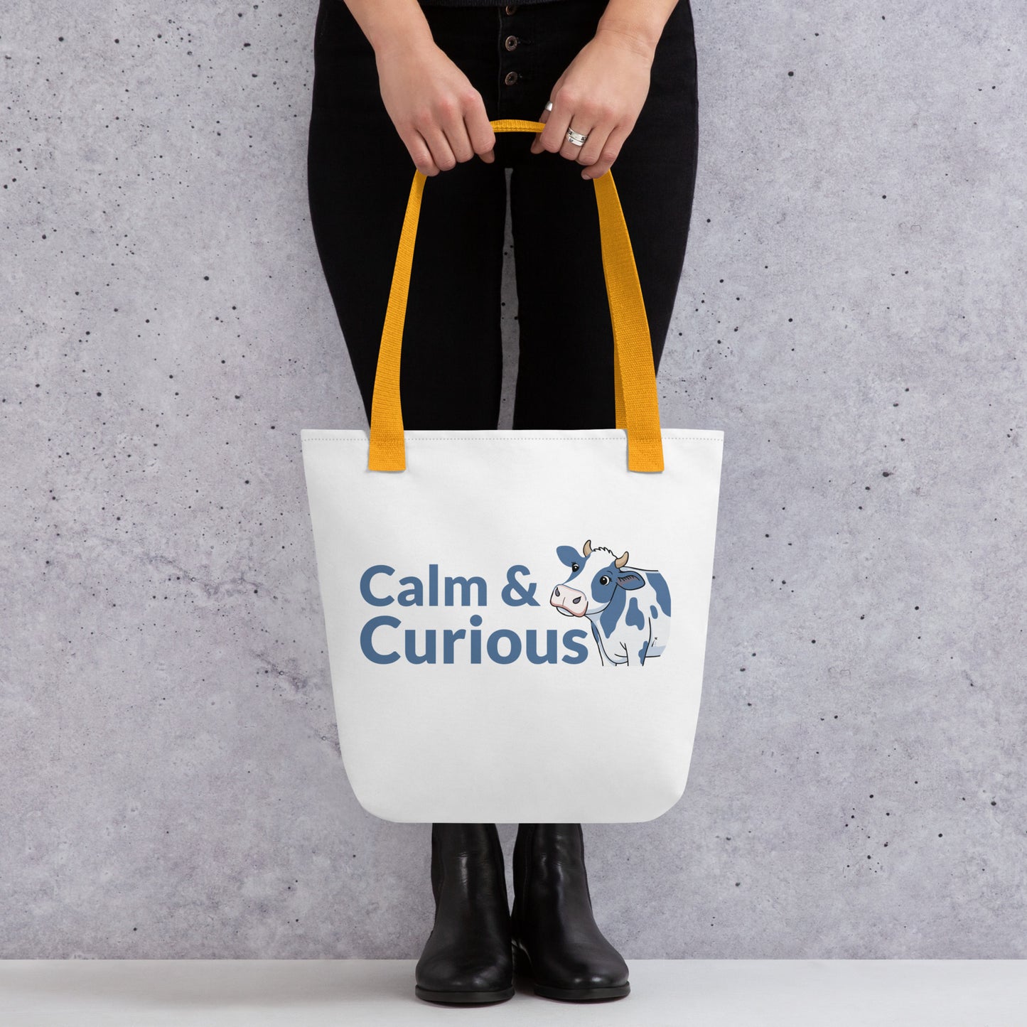 Calm & Curious Holstein Cow Tote Bag