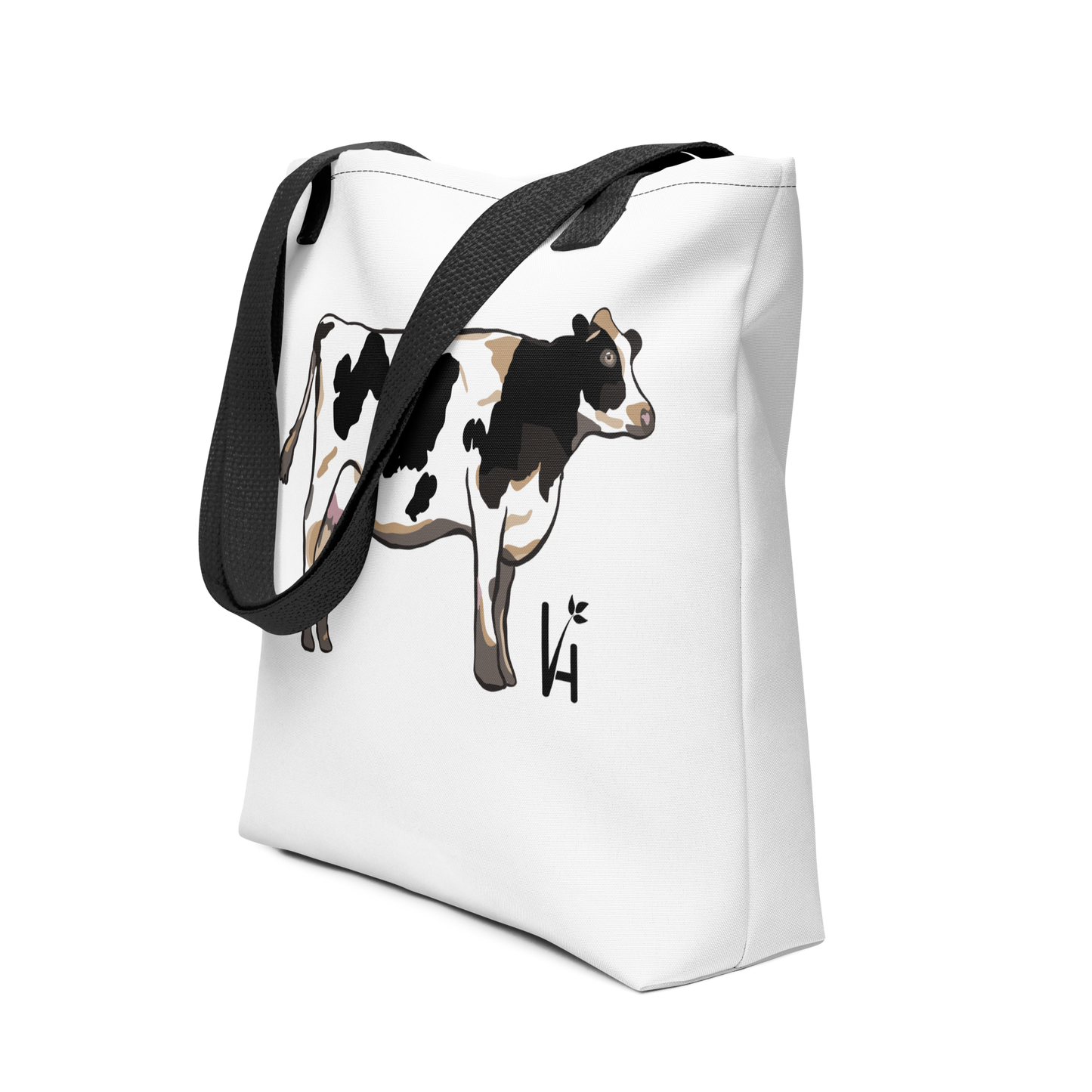 Holstein Cow Polyester Tote Bag 1/4 front view