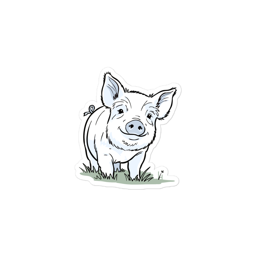 friendly yorkshire pig sticker 3x3