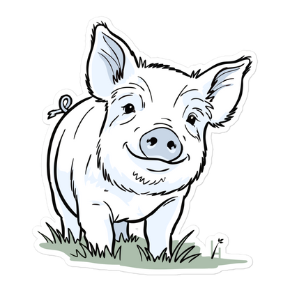 friendly yorkshire pig sticker 5x5