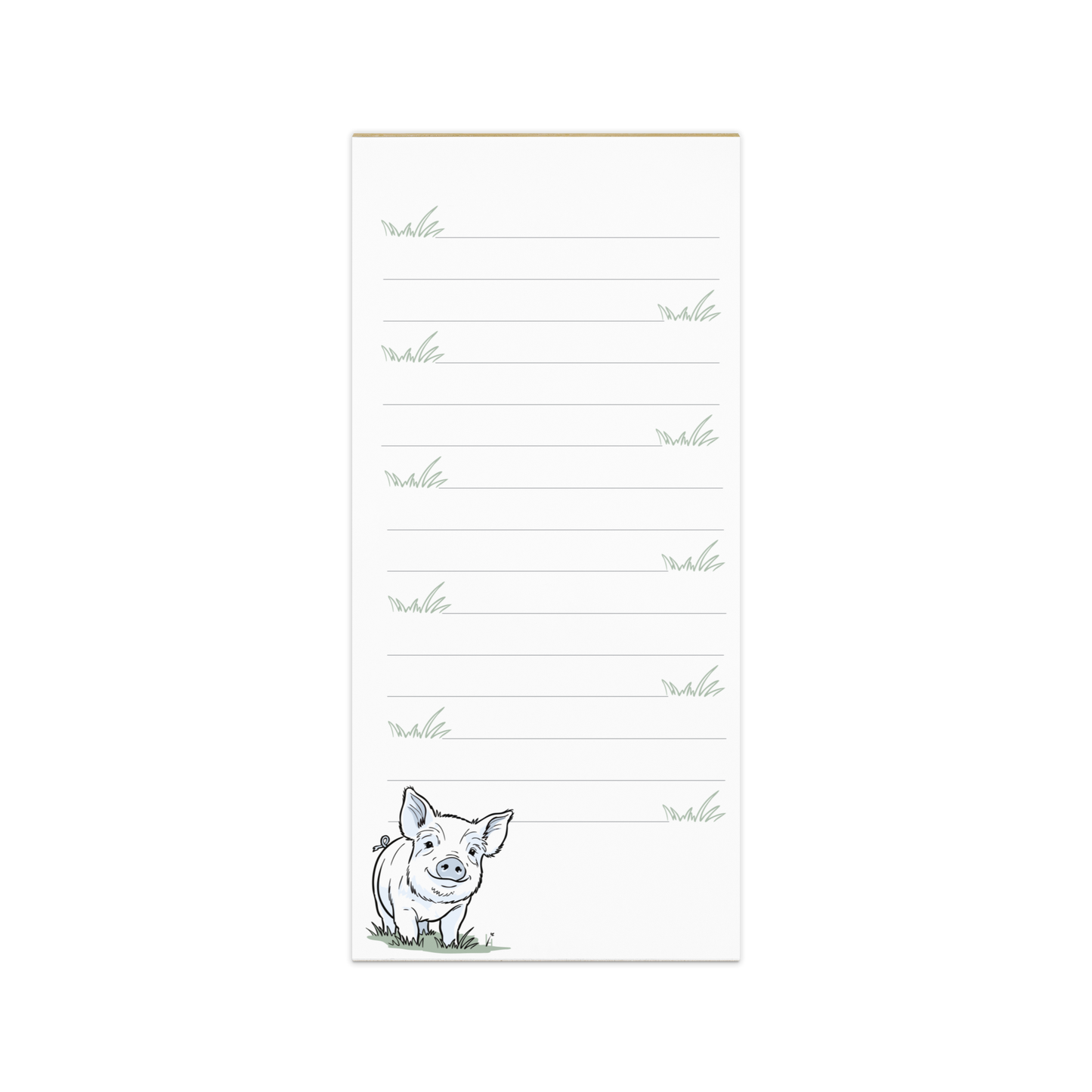 Friendly Pig with Grass Lines Notepad