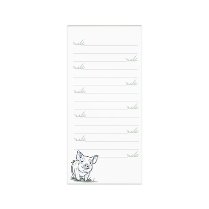 Friendly Pig with Grass Lines Notepad