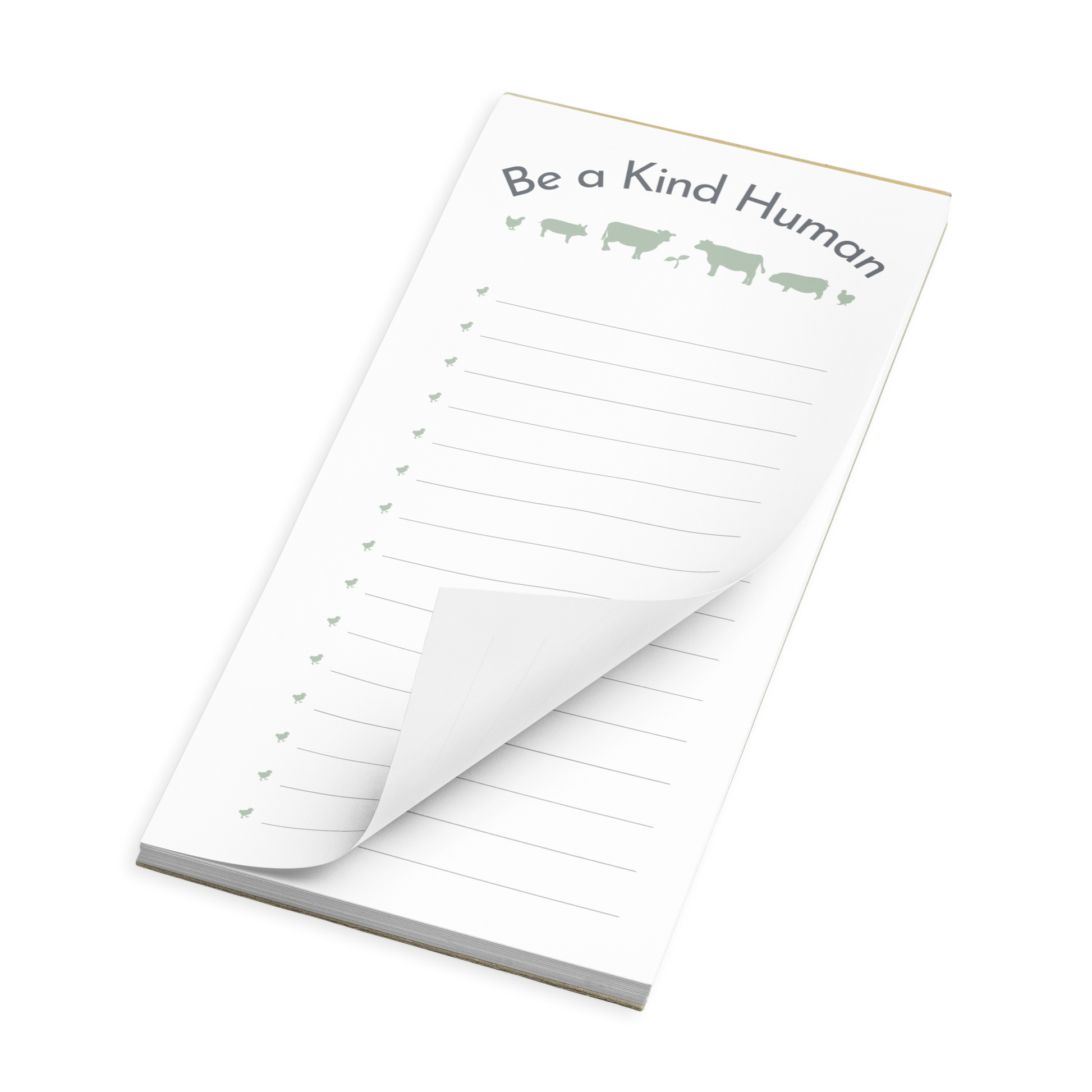 Be a Kind Human with Chick Lines Magnetic Backed Notepad Iso view