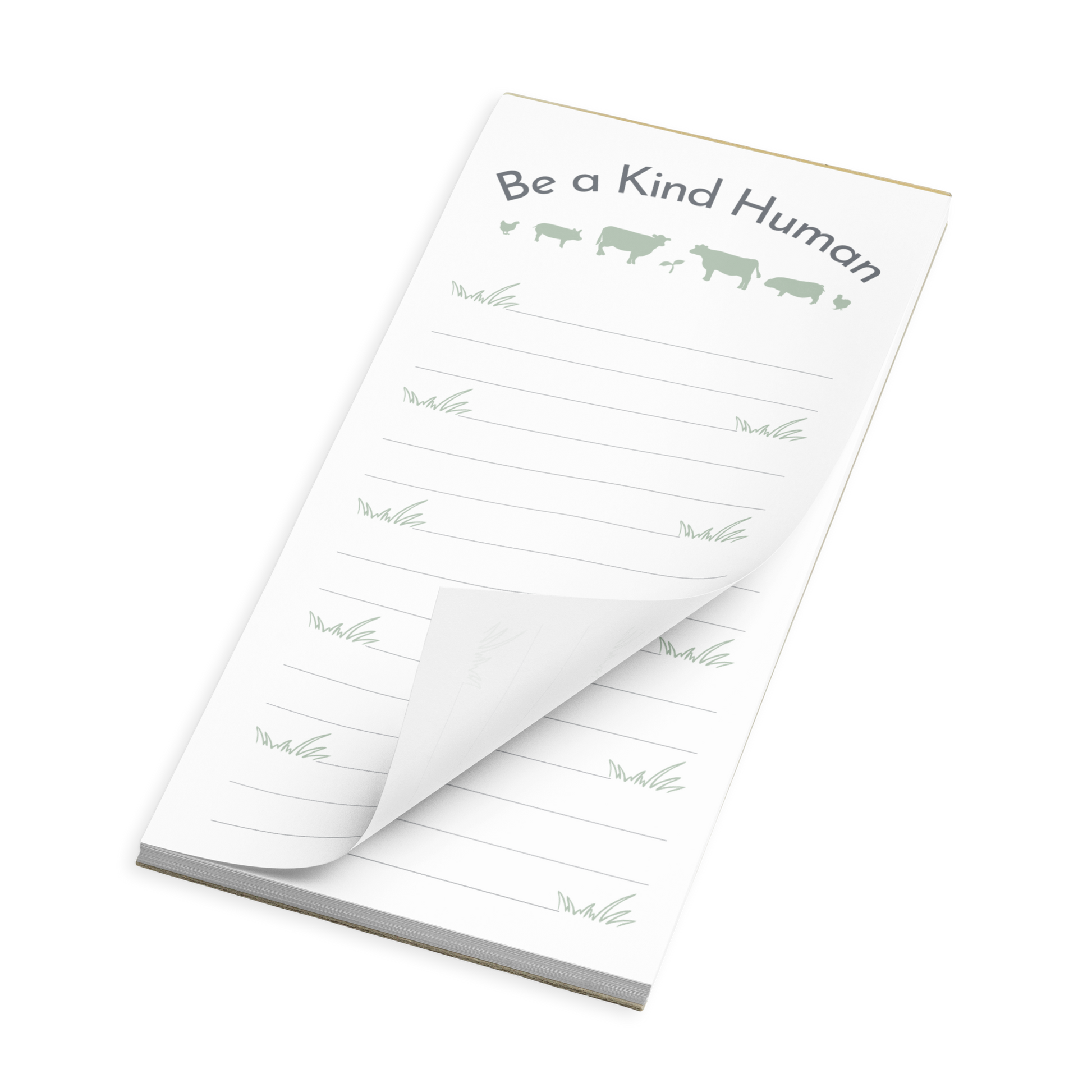 Be a Kind Human with Grass Lines Magnetic Backed Notepad Iso view