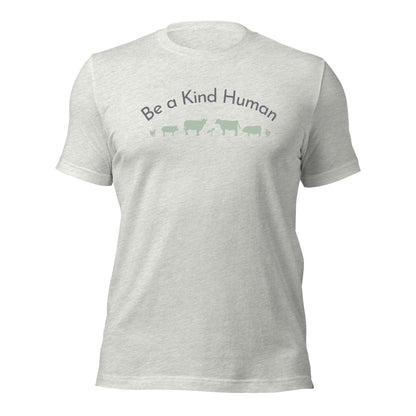 Be a Kind Human (Grey and Green Silhouette) Unisex t-shirt