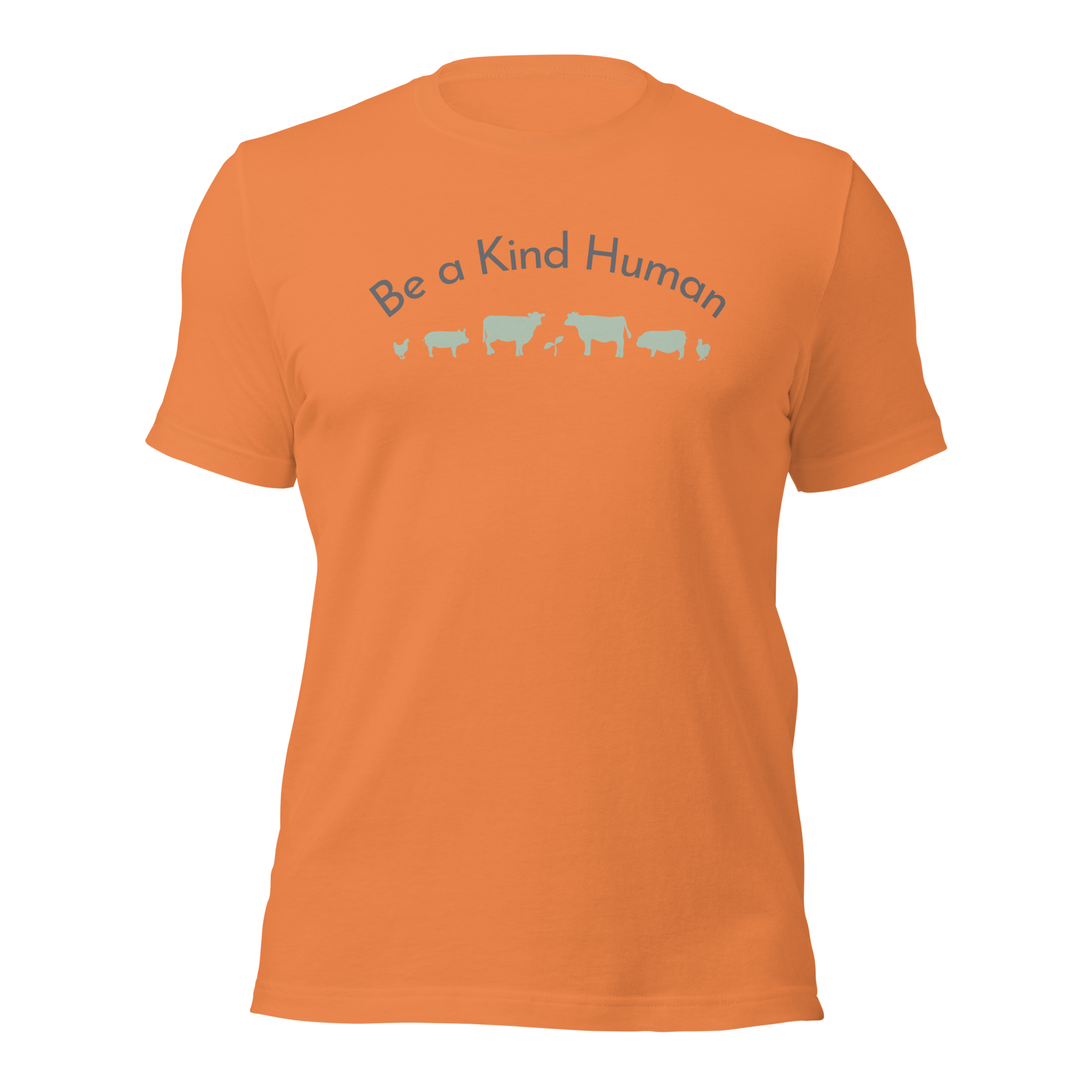 Be a Kind Human Burnt Orange w Green Silhouette