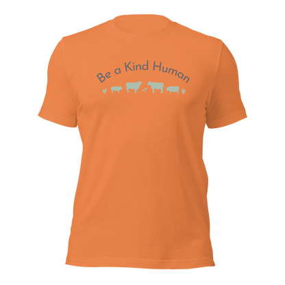 Be a Kind Human Burnt Orange w Green Silhouette
