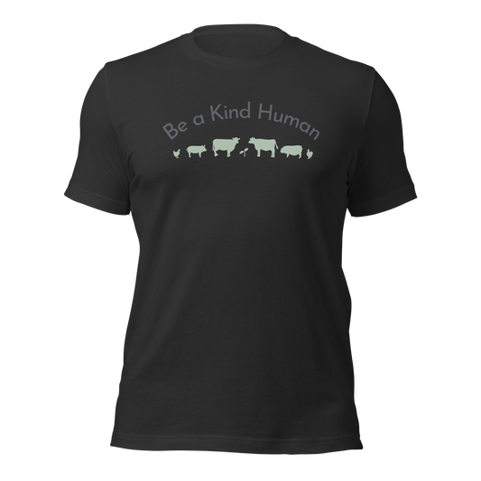 Be a Kind Human Grey w Green Silhouette