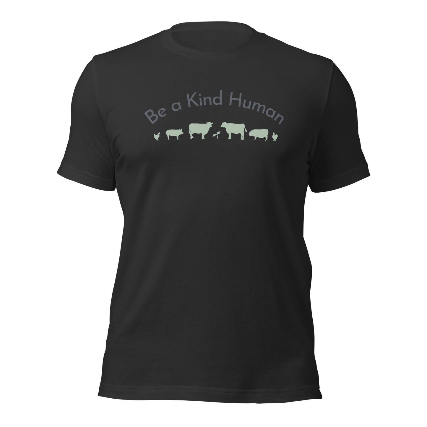 Be a Kind Human (Grey and Green Silhouette) Unisex t-shirt