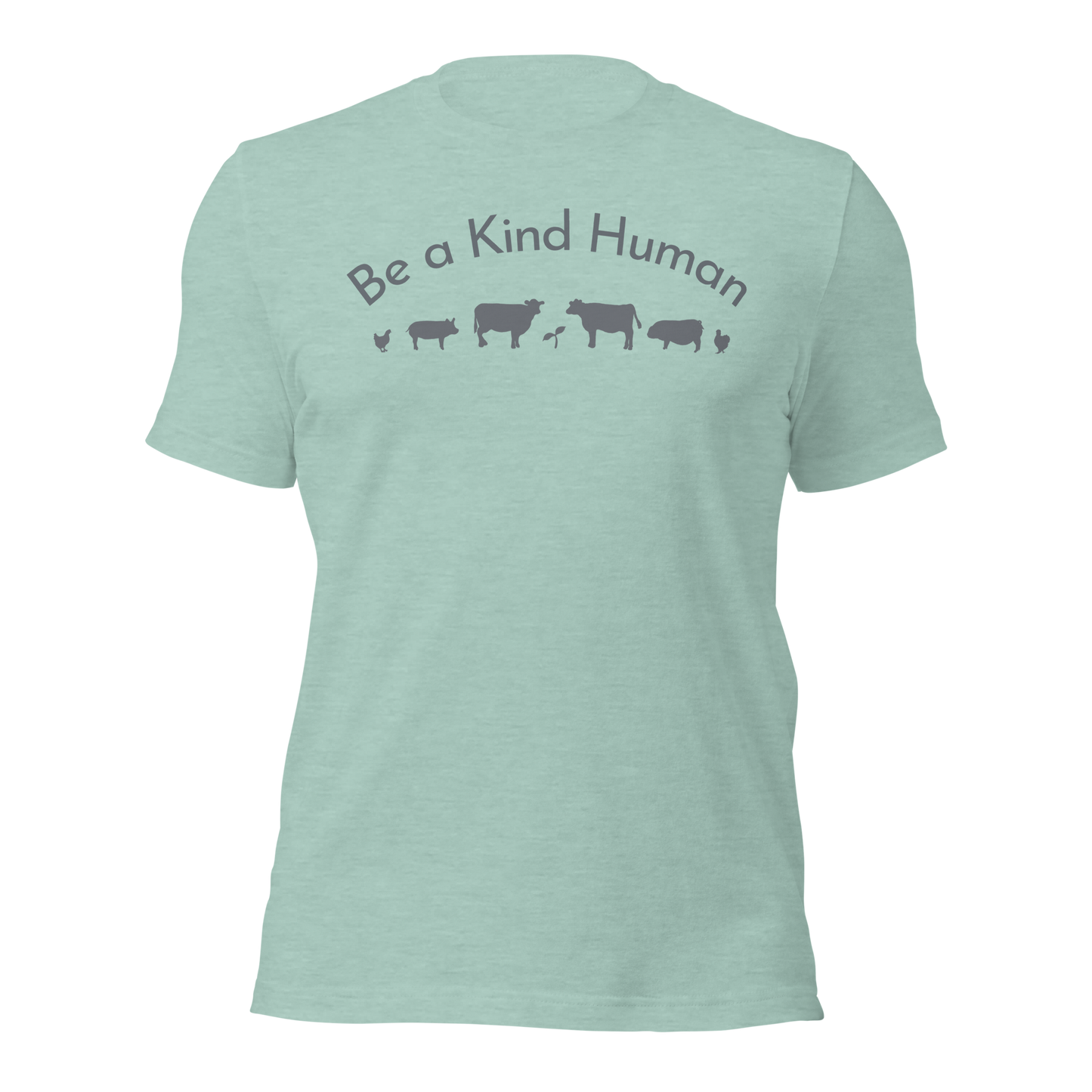 Be a Kind Human Heather Dusty Blue Grey Silhouette
