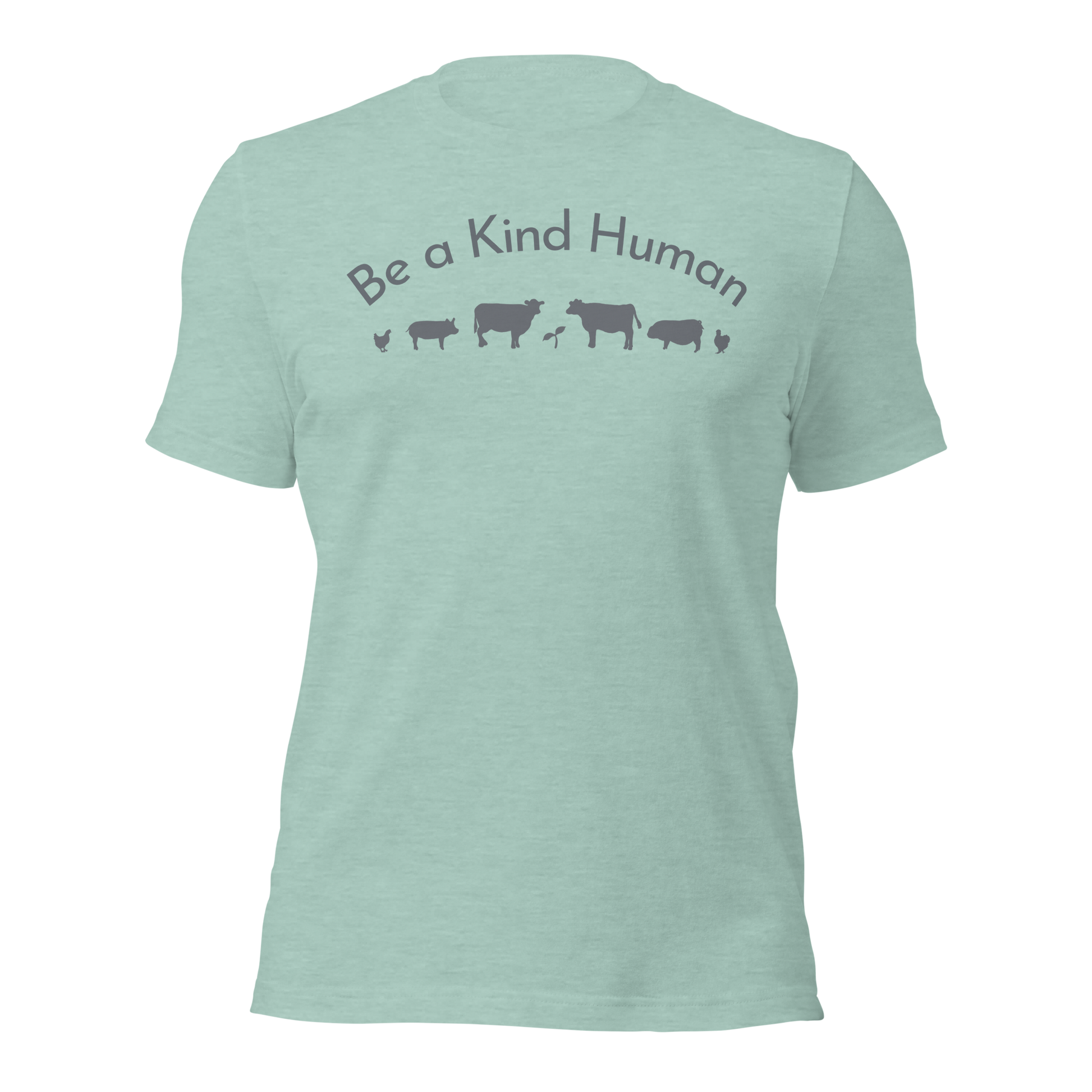 Be a Kind Human Heather Dusty Blue Grey Silhouette