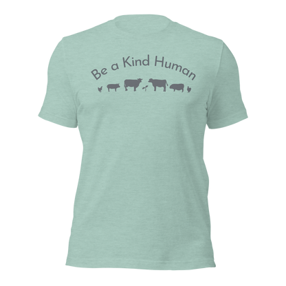 Be a Kind Human Heather Dusty Blue Grey Silhouette