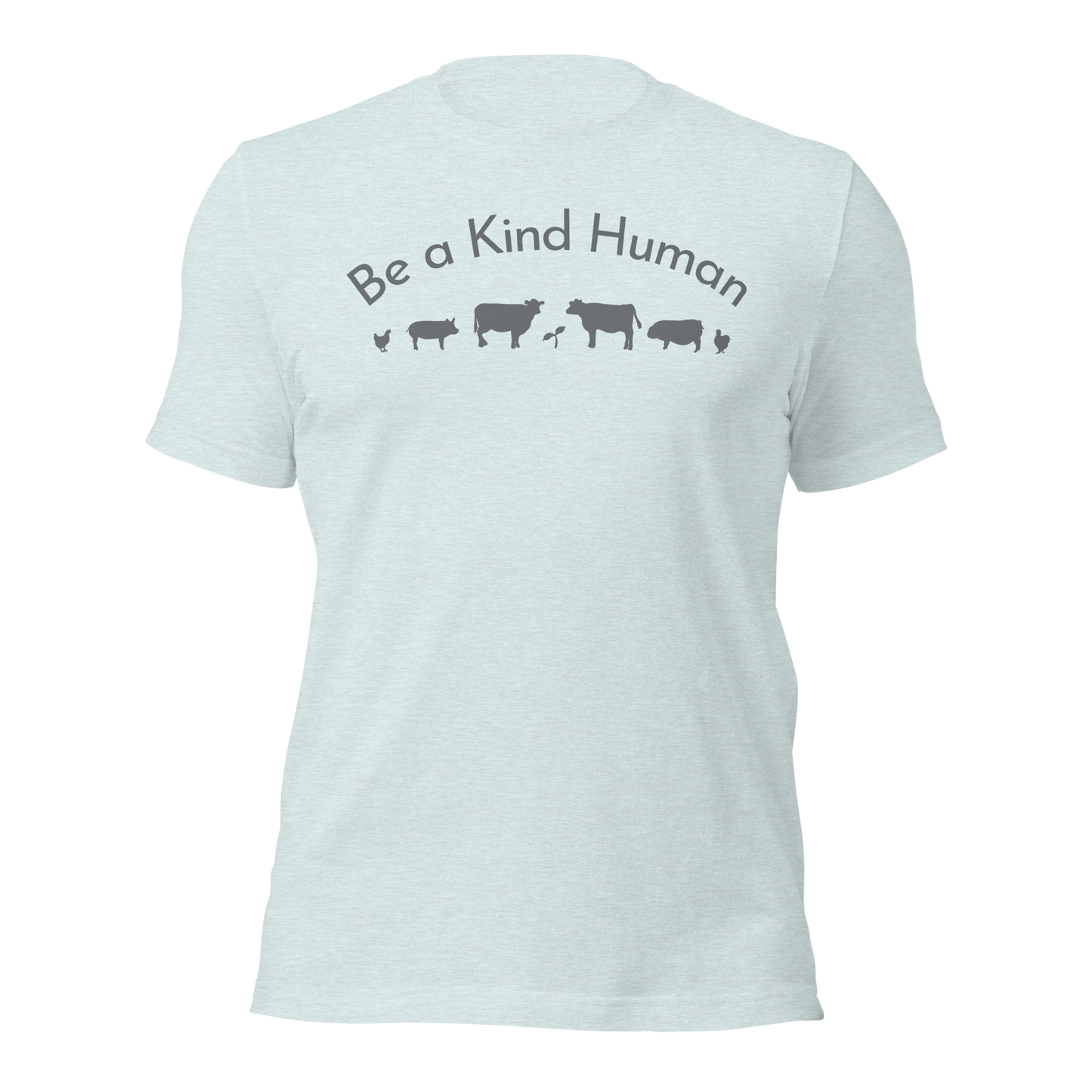 Be a Kind Human Heather Ice Blue Grey Silhouette