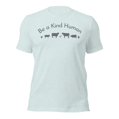 Be a Kind Human Heather Ice Blue Grey Silhouette