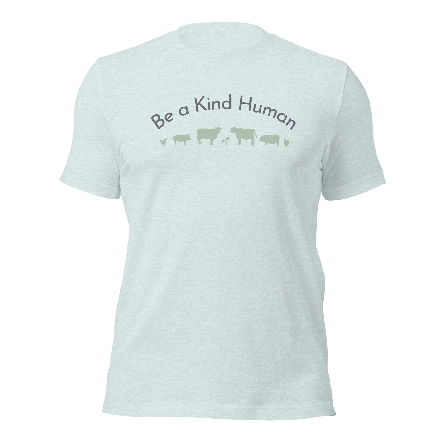 Be a Kind Human (Grey and Green Silhouette) Unisex t-shirt