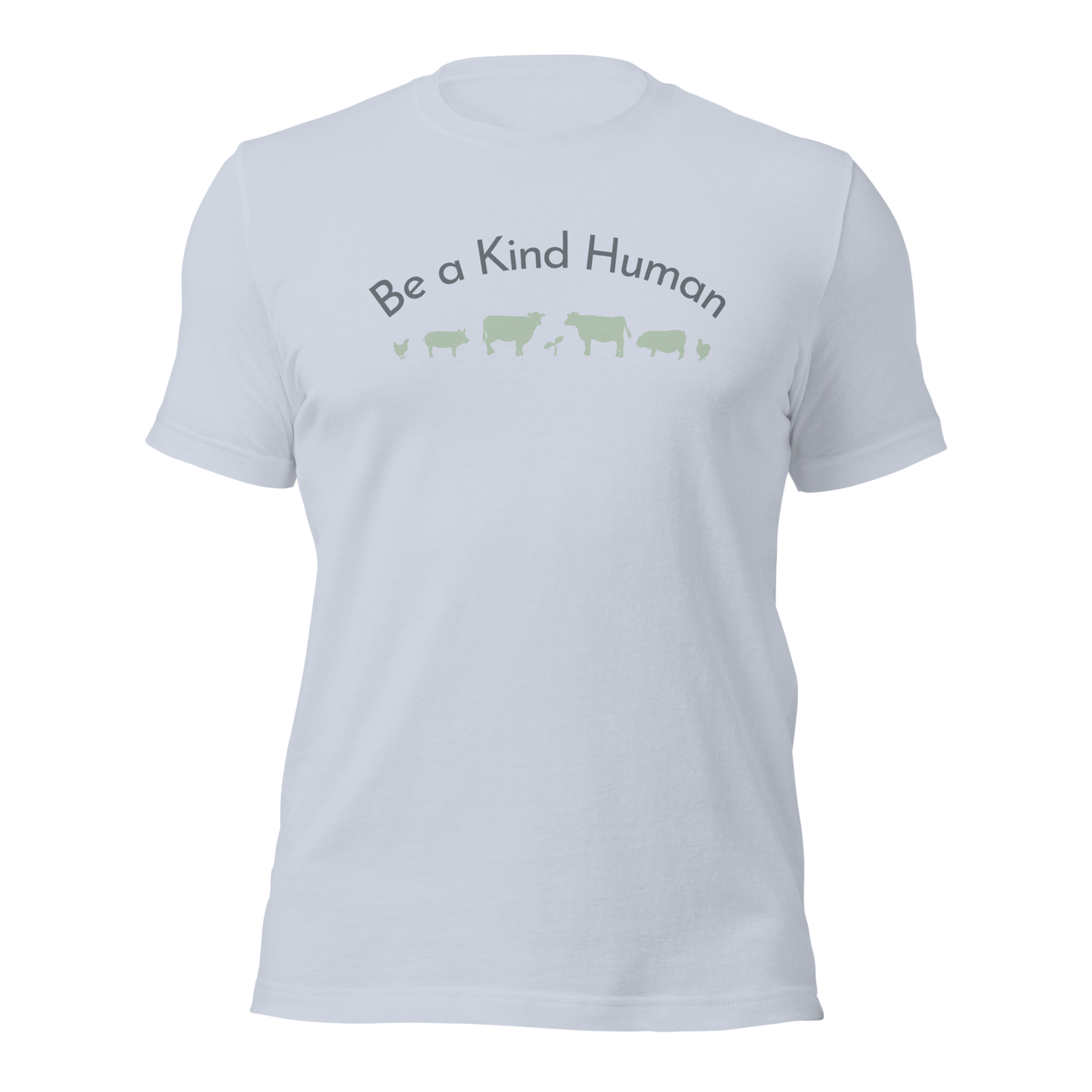Be a Kind Human Light Blue w Green Silhouette
