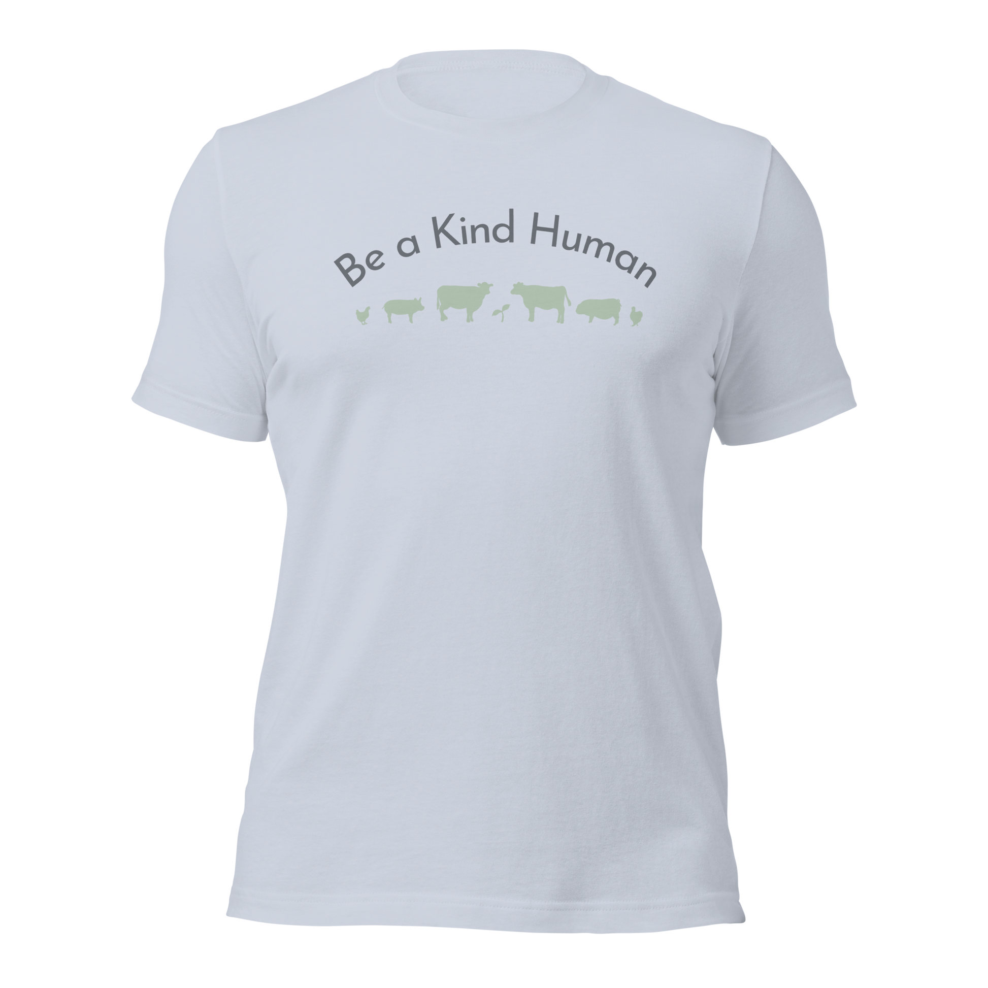 Be a Kind Human Light Blue w Green Silhouette