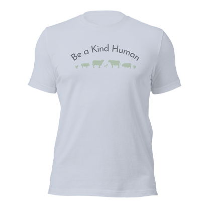 Be a Kind Human Light Blue w Green Silhouette