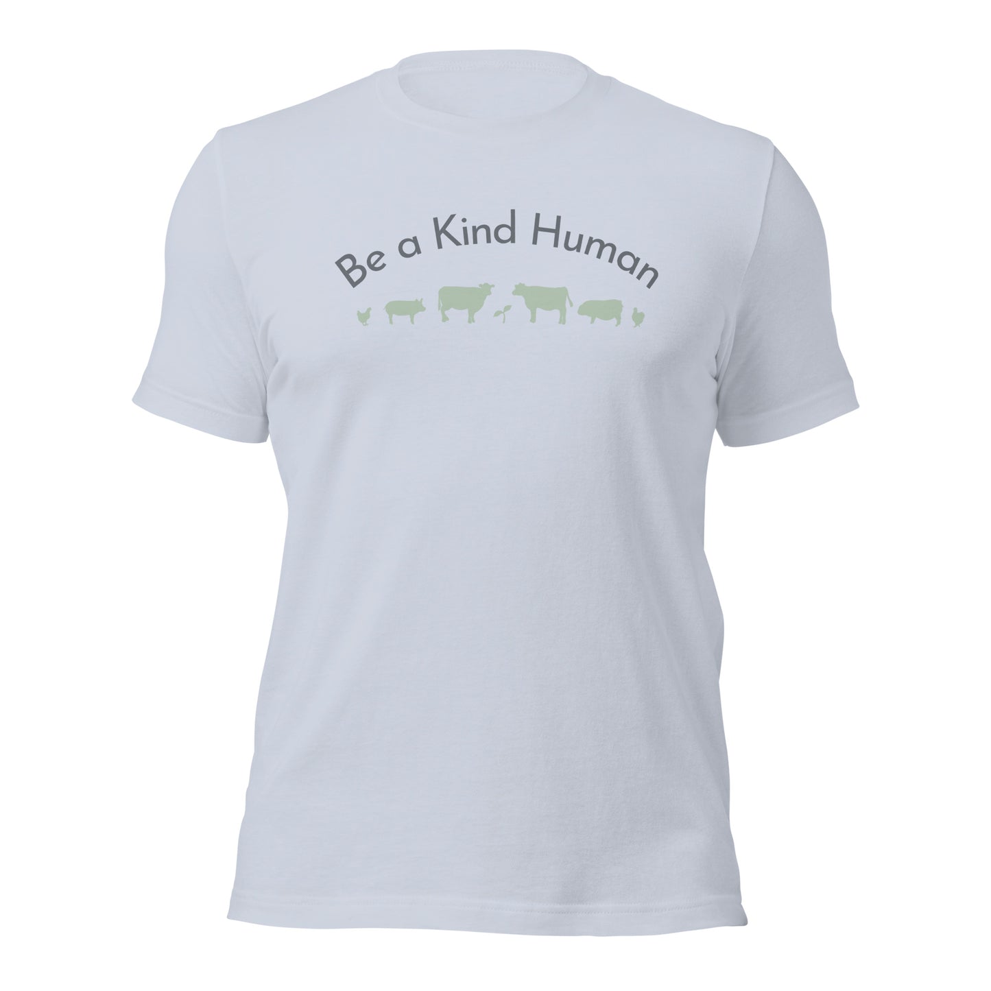 Be a Kind Human (Grey and Green Silhouette) Unisex t-shirt
