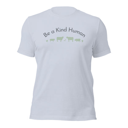 Be a Kind Human (Grey and Green Silhouette) Unisex t-shirt