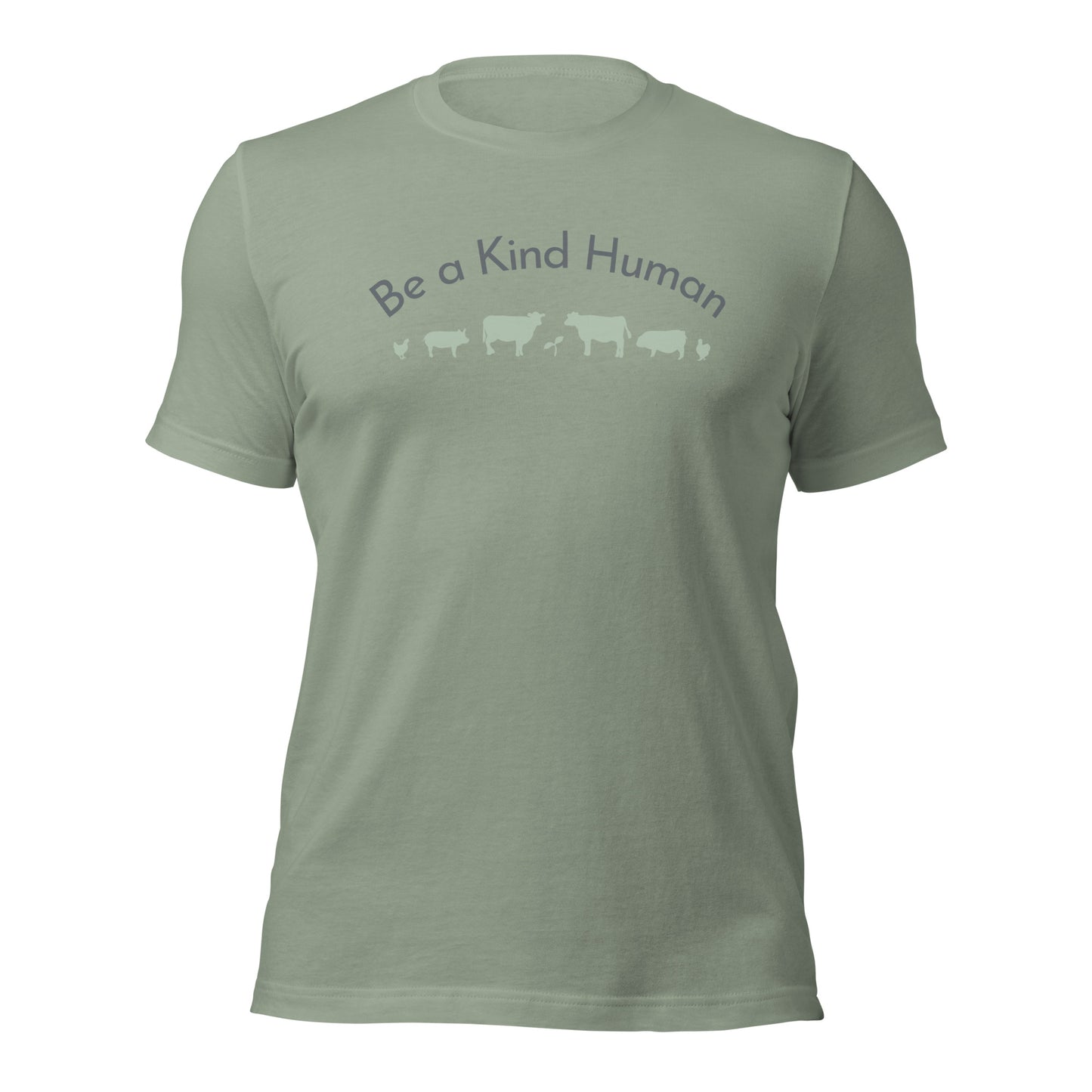 Be a Kind Human (Grey and Green Silhouette) Unisex t-shirt