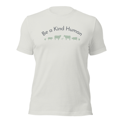 Be a Kind Human Silver w Green Silhouette