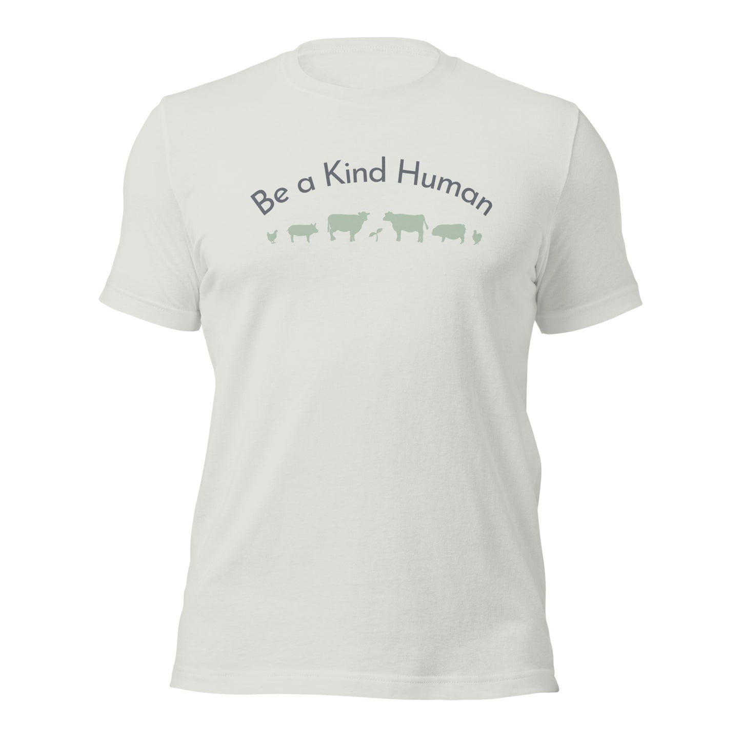 Be a Kind Human (Grey and Green Silhouette) Unisex t-shirt