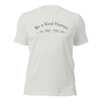 Be a Kind Human (Grey and Green Silhouette) Unisex t-shirt