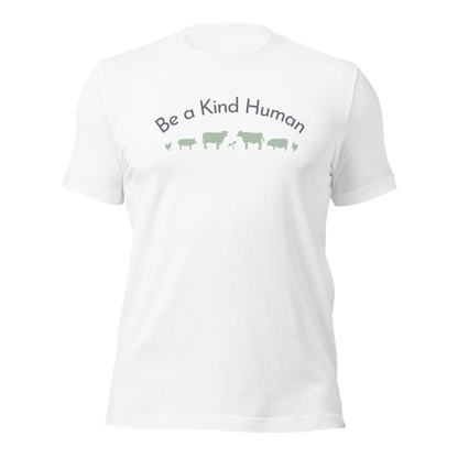 Be a Kind Human White w Green Silhouette