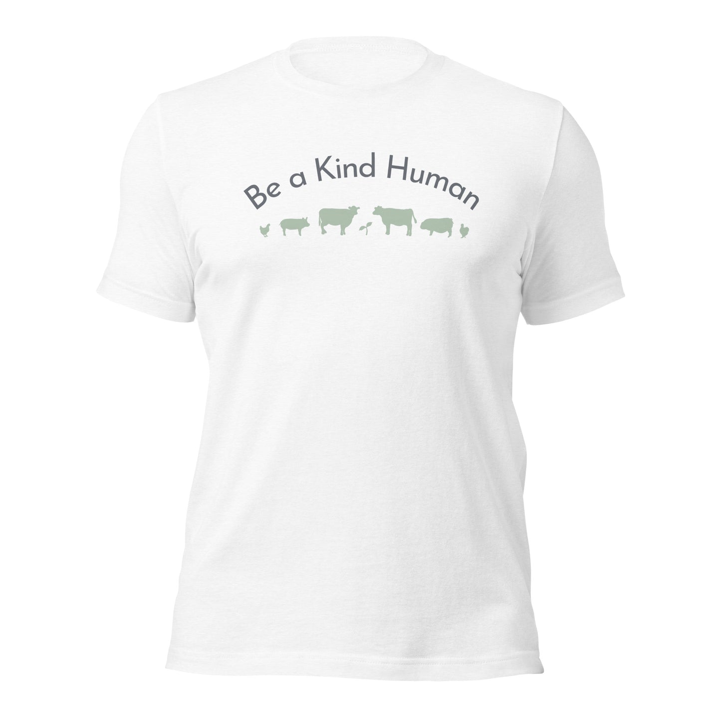 Be a Kind Human (Grey and Green Silhouette) Unisex t-shirt