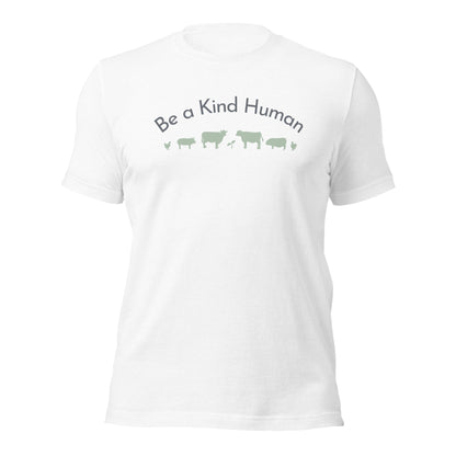 Be a Kind Human (Grey and Green Silhouette) Unisex t-shirt