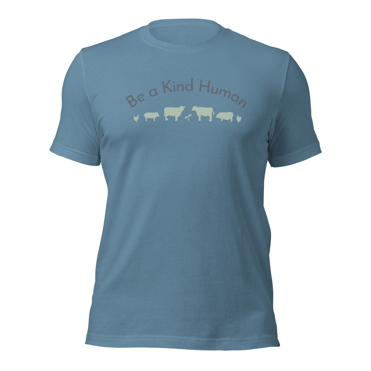 Be a Kind Human Steel Blue w Green Silhouette
